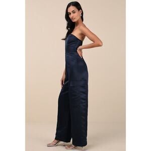 Lulu's Navy Strapless Jumpsuit